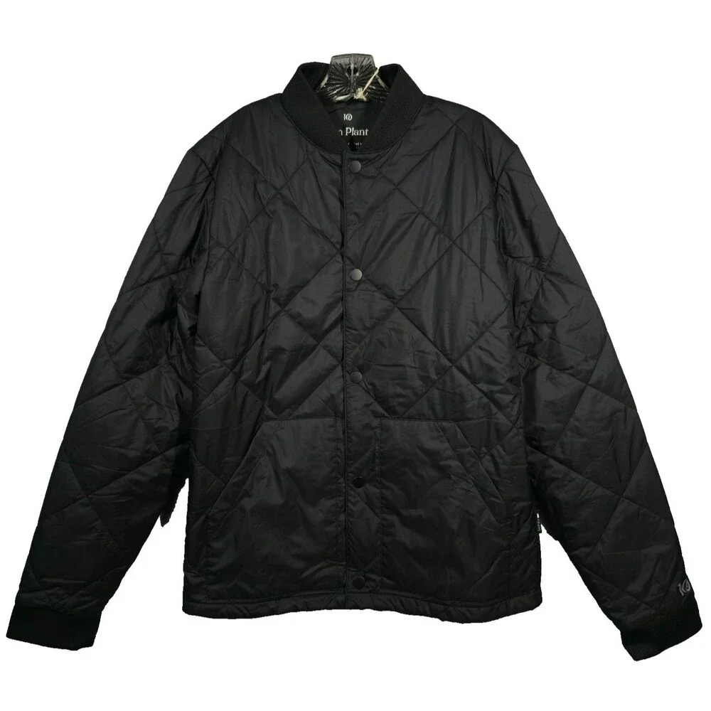 Tentree Mens Small Black Diamond Padded Bomber Jacket